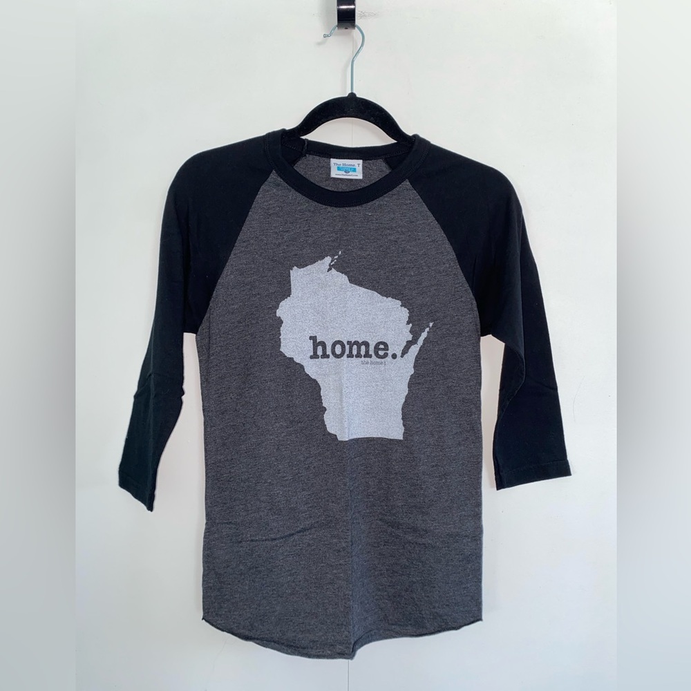 The Home T Wisconsin “home” Baseball T XS in black/grey/white